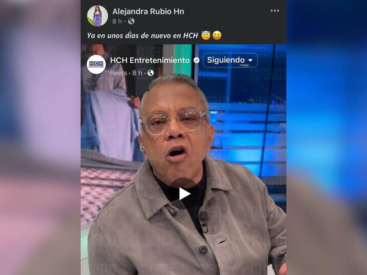 ”Ya en unos días de nuevo en HCH”, escribió Alejandra Rubio en su página de Facebook tras compartir el video de Eduardo Maldonado. 