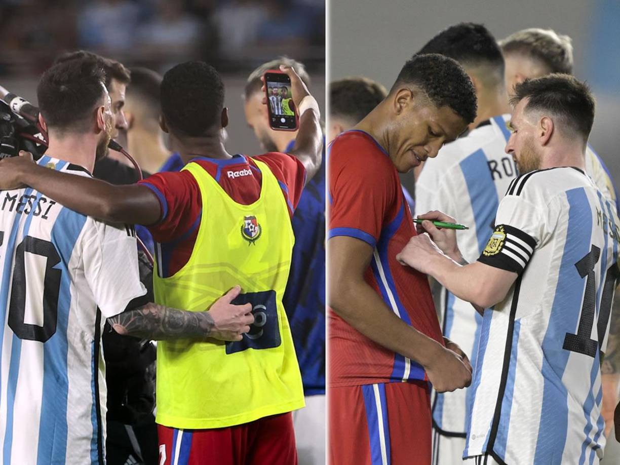 El amistoso que disputó Panamá contra la campeona del mundo Argentina dejó curiosas imágenes de los jugadores canaleros pidiéndole fotos y autógrafos a Lionel Messi tras el juego. Otros se sortearon la camiseta de Enzo Fernández.