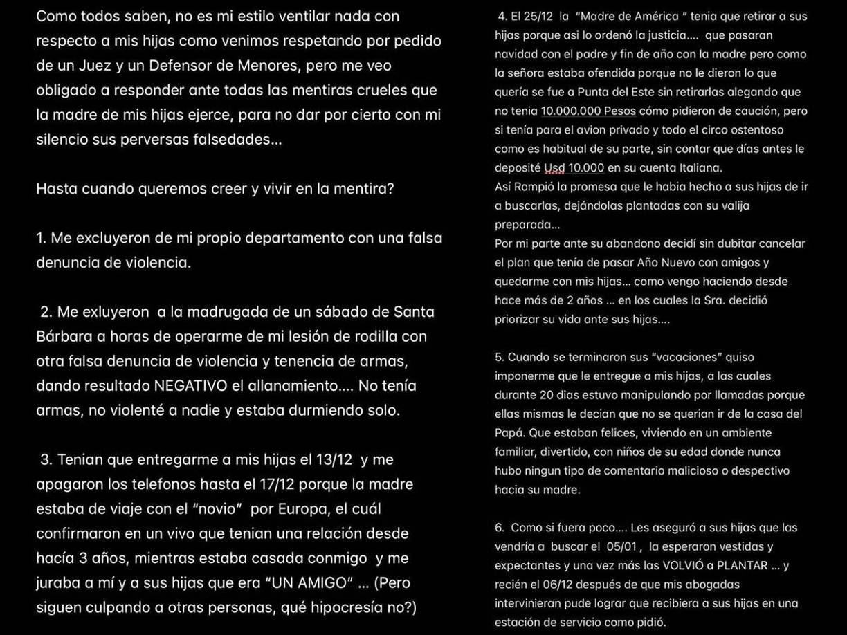 Mauro Icardi ha publicado un duro comunicado contra su ex mujer, Wanda Nara, a la que acusa de vertir “falsedades” sobre él en cuanto a la relación con sus hijas, y ambos se verán las caras en los tribunales.