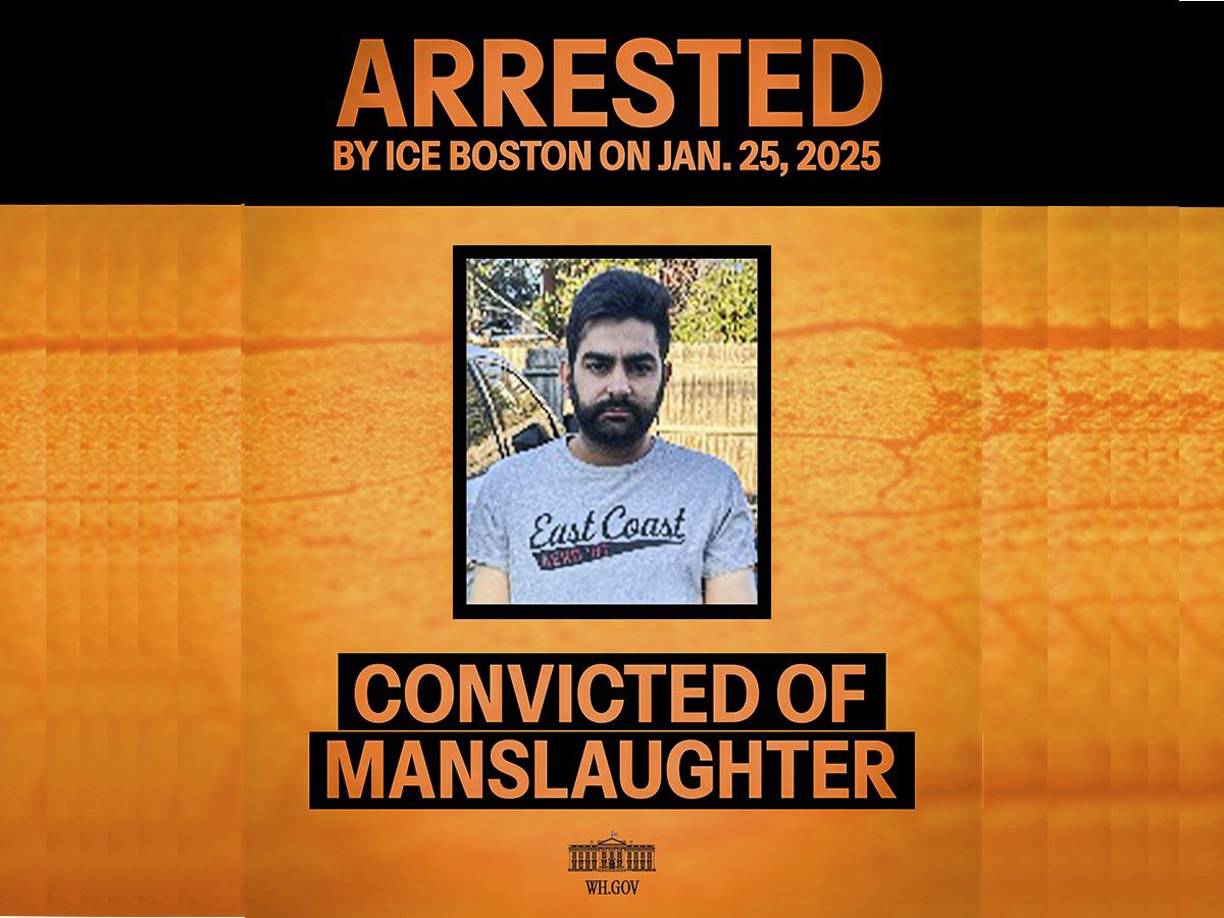 Vitor De Sousa-Lima, ciudadano brasileño condenado por homicidio vehicular, fue arrestado por agentes de ICE Boston el 25 de enero de 2025.