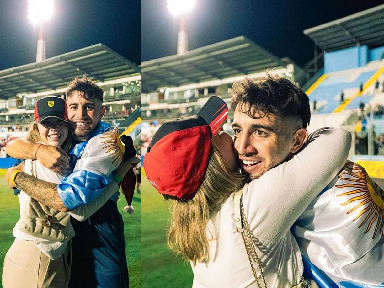 Agustín Auzmendi se coronó campeón con el Motagua en diciembre pasado y lo celebró con Cecilia García.