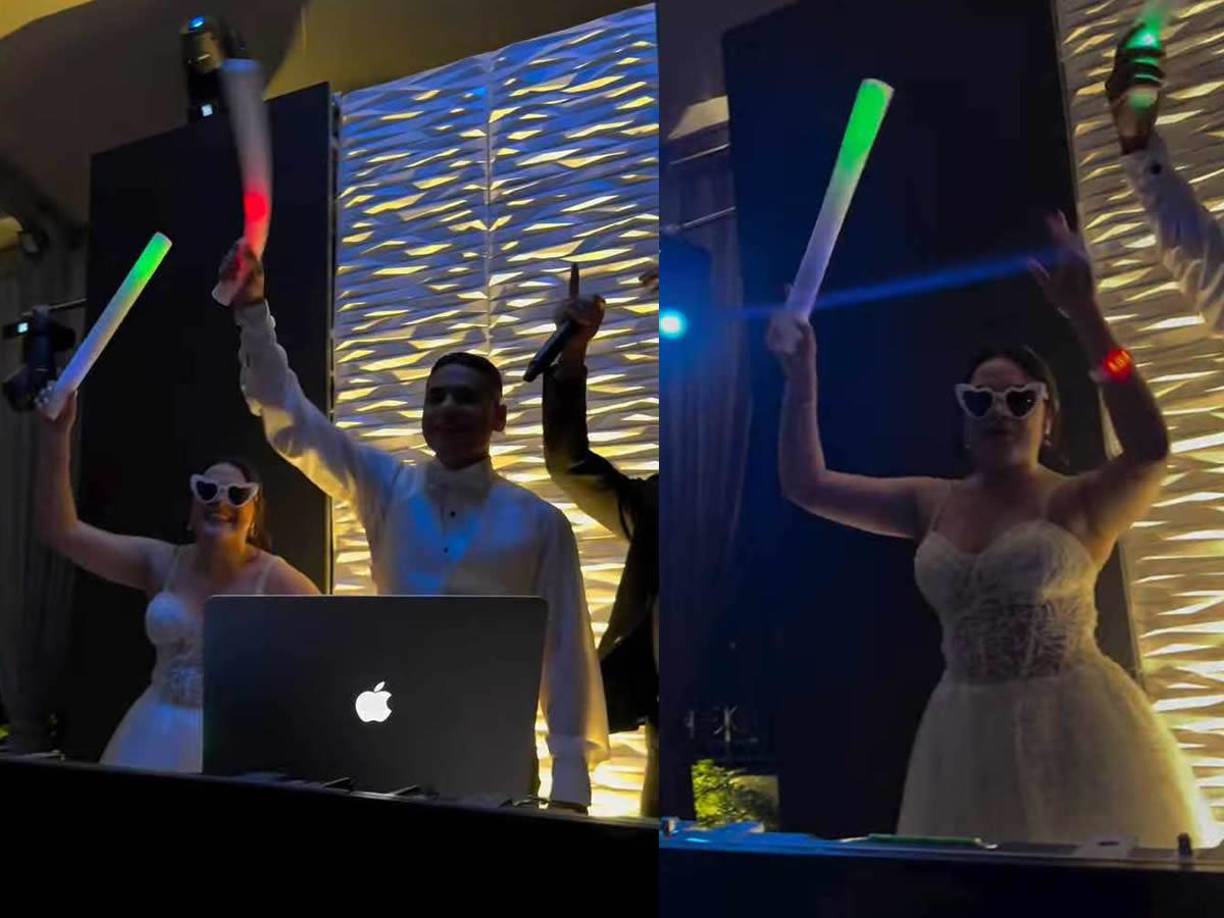 Pineda y Hernández se subieron al estrado de la disco en el que pusieron la canción del Olimpia.