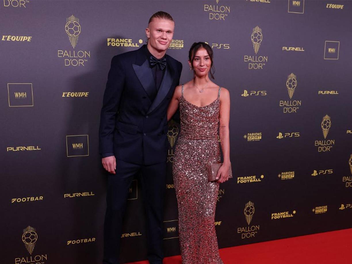 Erling Haaland, goleador del Manchester City, junto a su esposa Isabel Haugseng Johansen. 