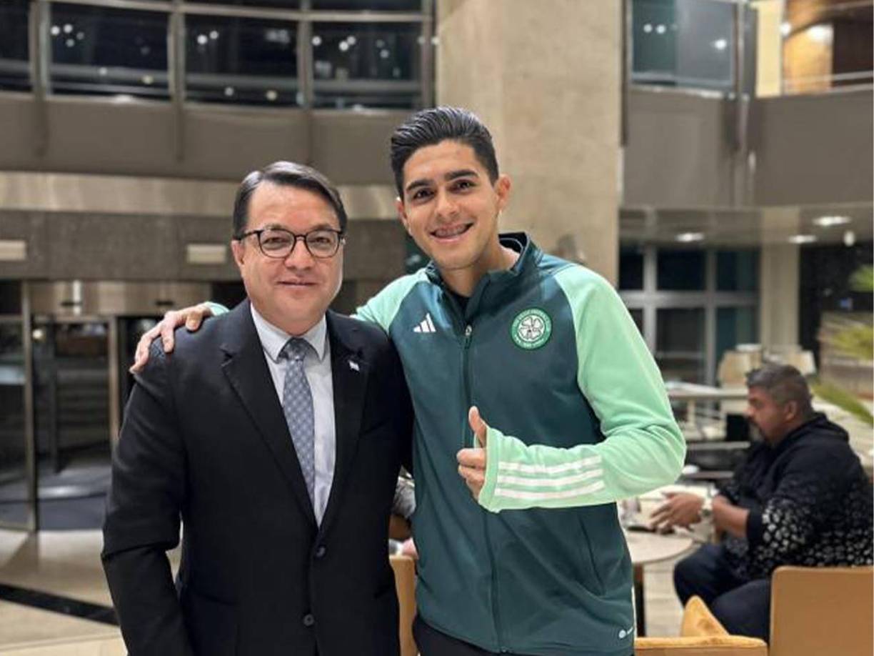 “Fue un honor conocer y saludar a Luis Palma, orgullo catracho, y a su entrenador Brendan Rodgers, en Madrid en la antesala del juego Atlético vs Celtic por la Champions League”, tuiteó el embajador hondureño en España.