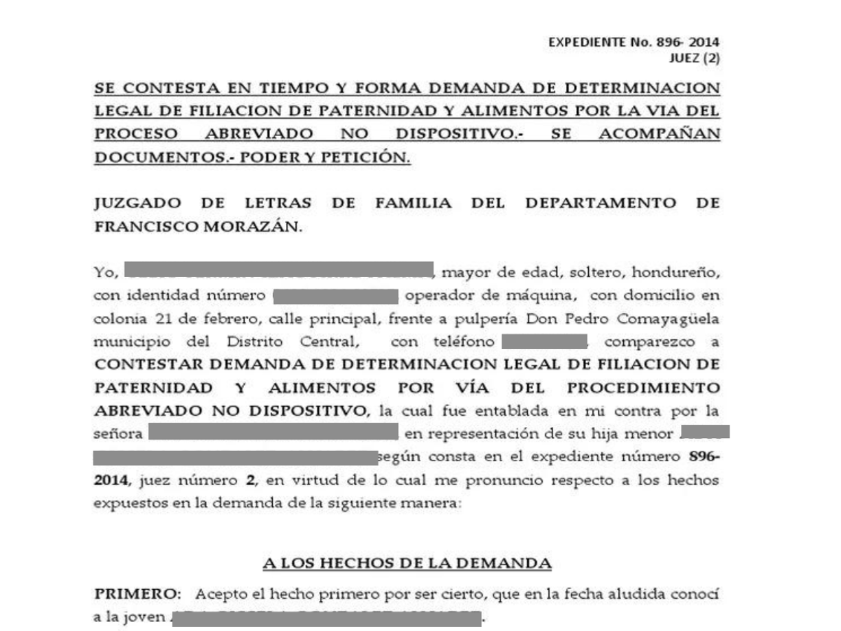 Una demanda de filiación de paternidad es un documento que se interpone ante los juzgados para que mediante sentencia <b>el juez obligue al padre del niño a reconocer su apellido y a darle sus alimentos</b> (todo lo referente a cuidado, dinero, educación, alimentación) como manda la ley.
