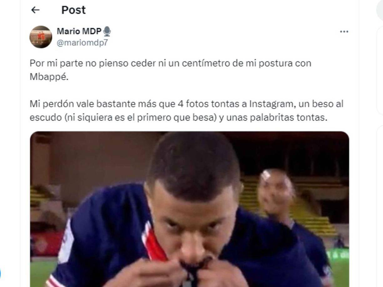 Otro sector del madridismo señaló que no olvidan todo lo que Mbappé los ilusionó en los últimos años con su llegada. 