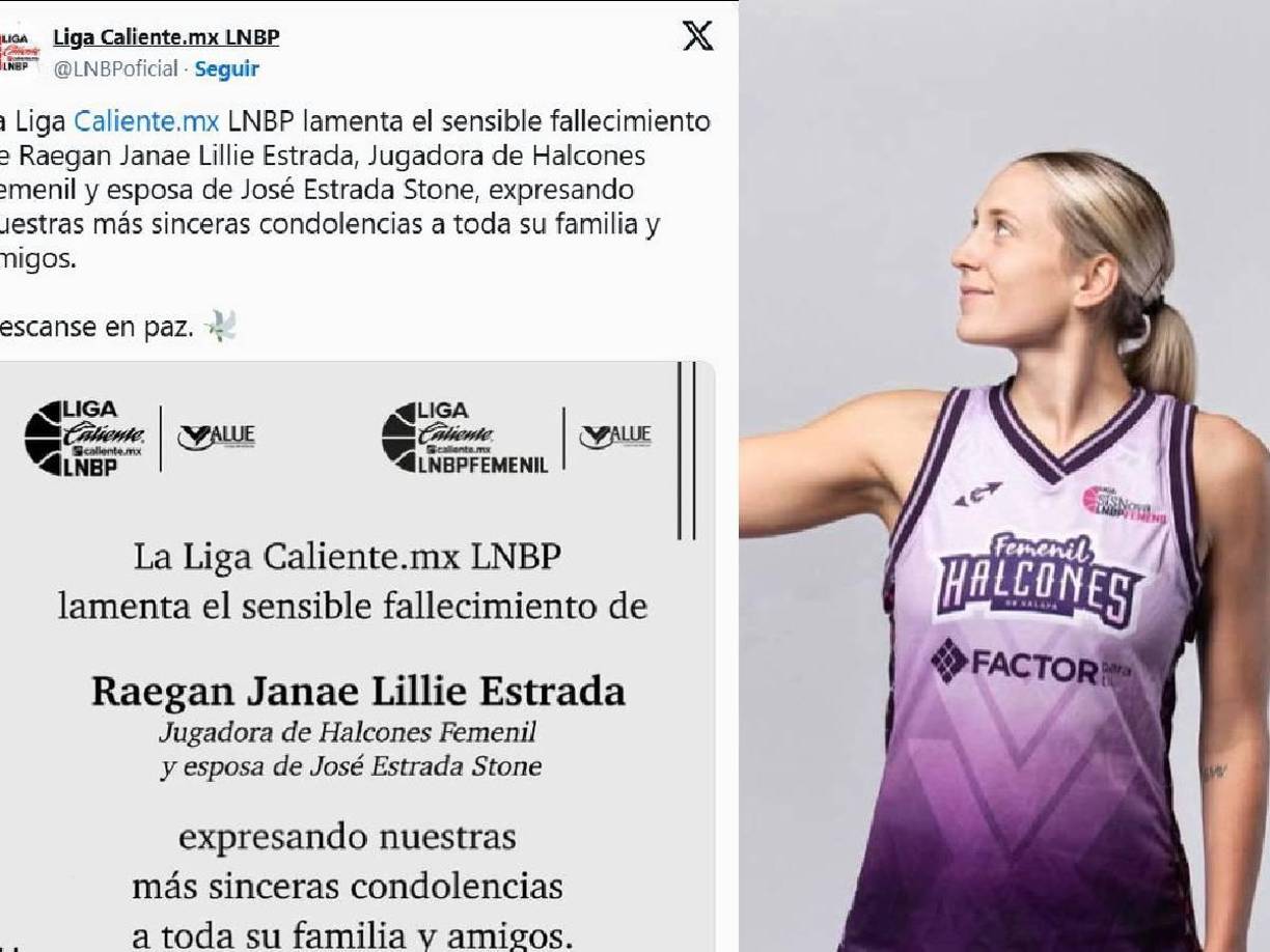 “LNBP lamenta el sensible fallecimiento de Raegan Janae Lillie Estrada, jugadora de Halcones Femenil y esposa de José Estrada Stone, expresando nuestras más sinceras condolencias a toda su familia y amigos”, expresaron tras la trágica noticia sobre la joven.