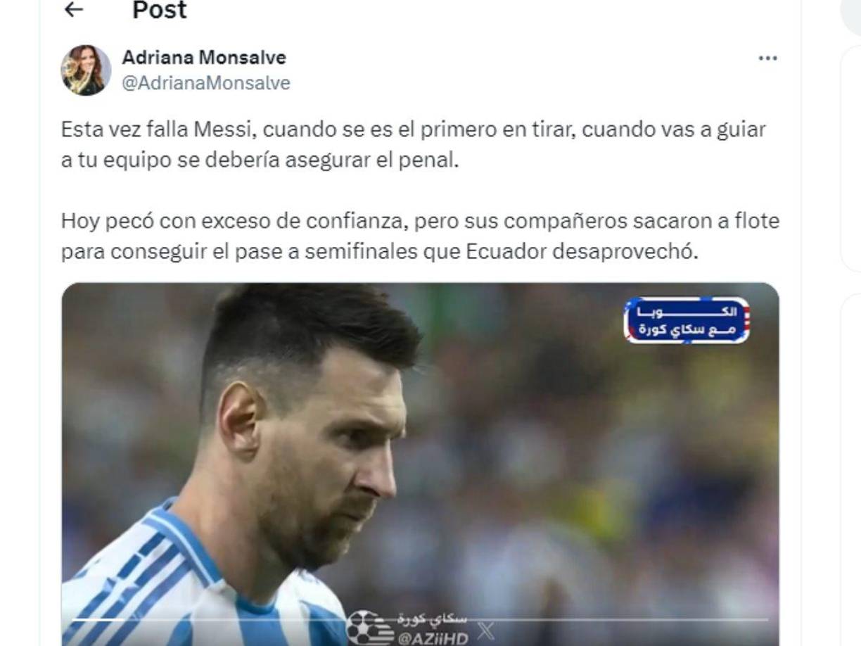 Messi es cuestionado por su terrible penal lanzado en el inicio de la tanda ante Ecuador.