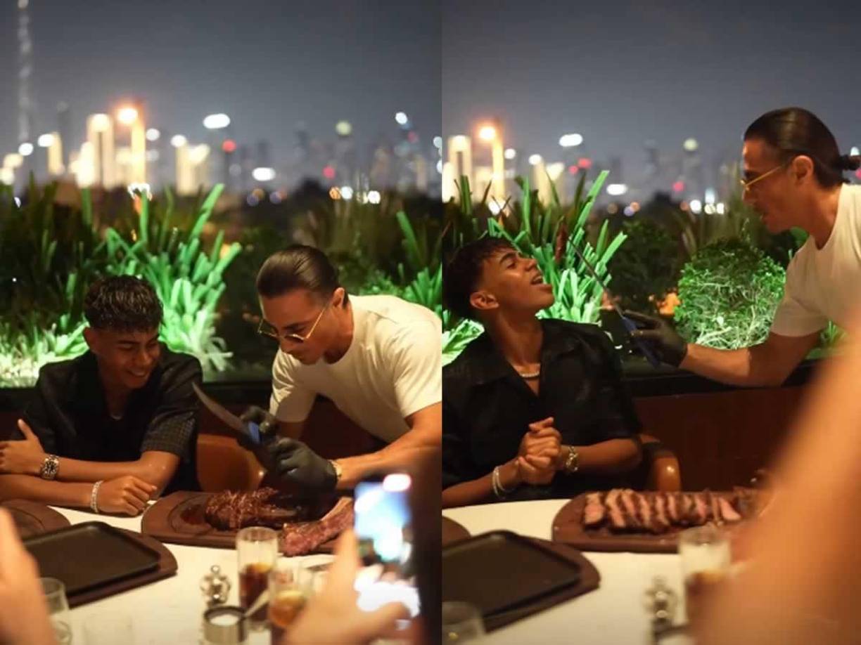 Lamine Yamal se ha dedicado a la gastronomía y a probar la carne preparada por el reconocido chef Salt Bae y su peculiar manera de usar la sal en sus platos.