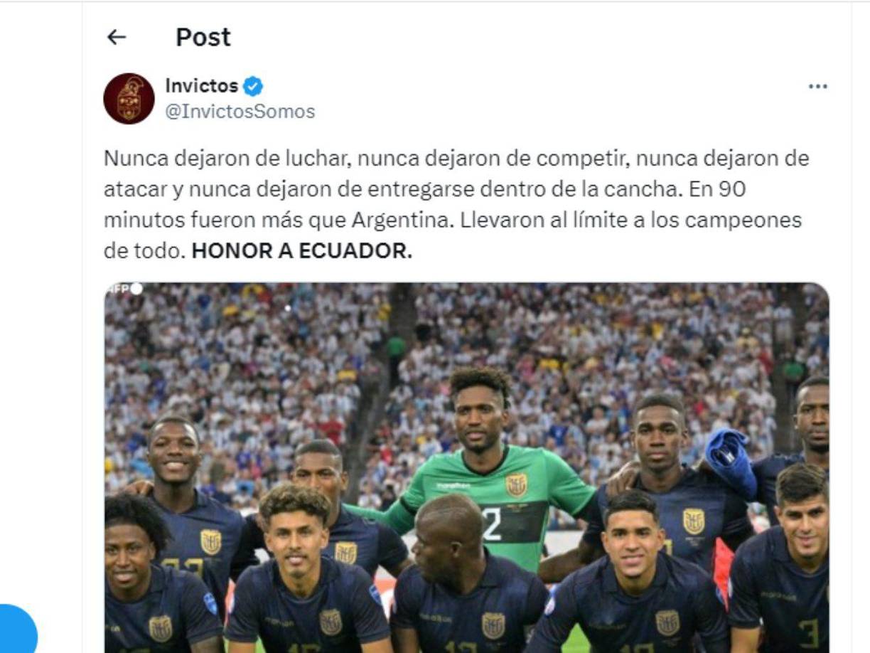 Ecuador se despide con mucho honor de la Copa América. 