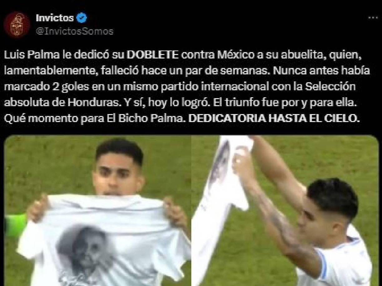 “Qué momento para El Bicho Palma. DEDICATORIA HASTA EL CIELO”. fue el mensaje de Invictos sobre la dedicatoria de Palma.
