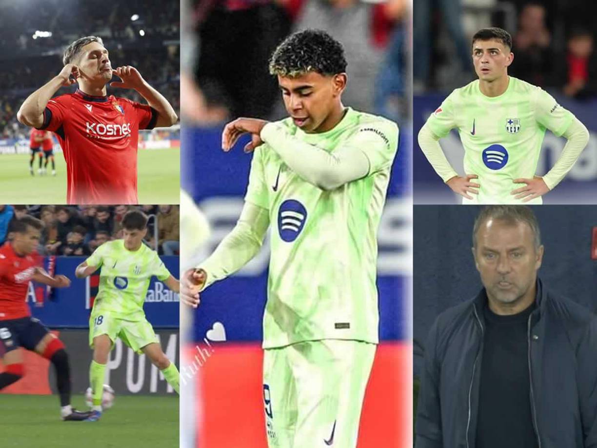 Las imágenes de la dolorosa derrota que sufrió el Barcelona (4-2) contra el Osasuna que le quitó el invictó a Hansi Flick en la octava jornada de la Liga Española 2024-2025.