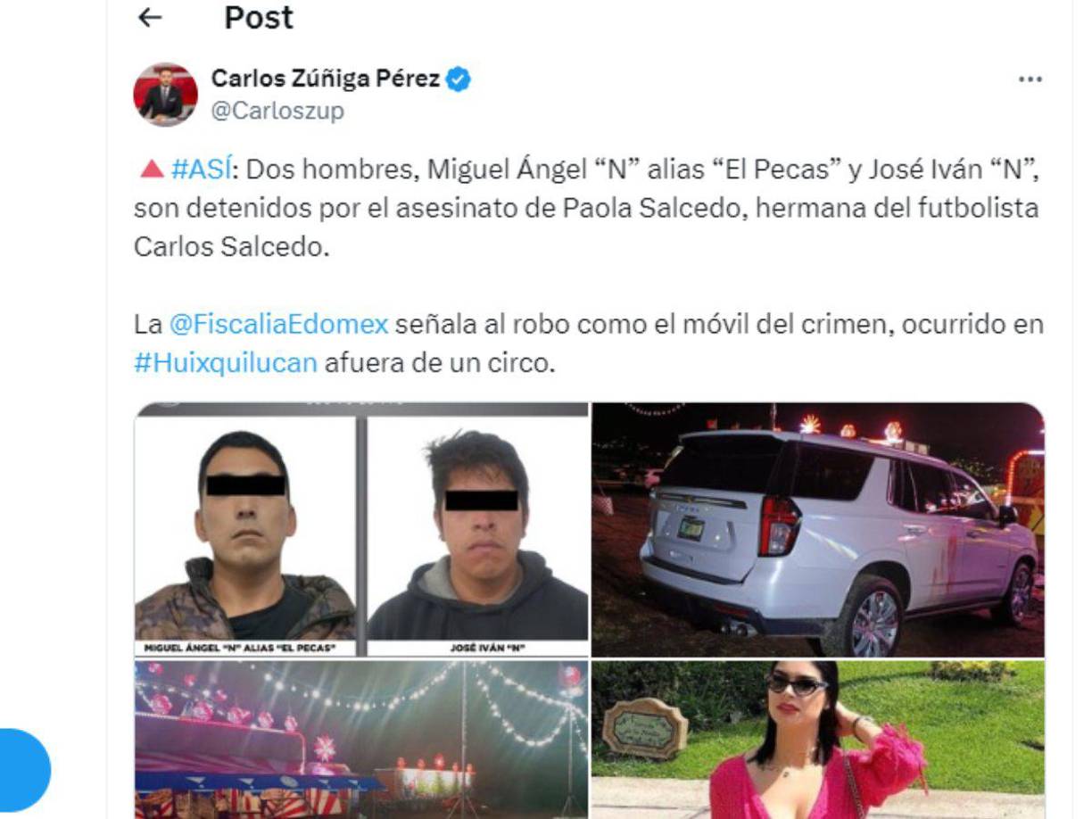 Se confirma que el robo es el móvil del crimen de Paola Salcedo y ocurrió en las afueras de un circo.