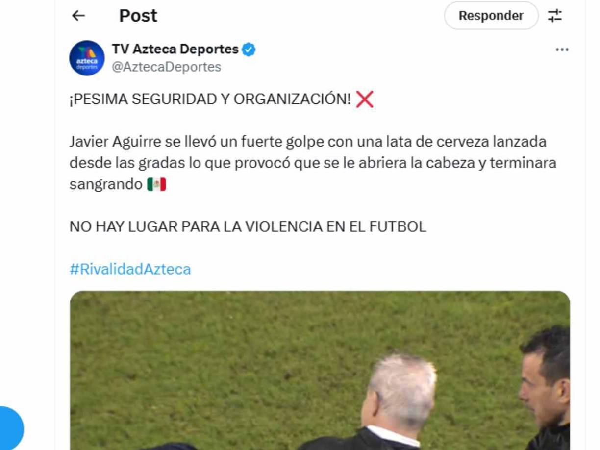 Vasco Aguirre, DT de México, fue agredido con una lata de cerveza tras el final del juego en una acción que podría provocar sanción para el estadio Morazán. 