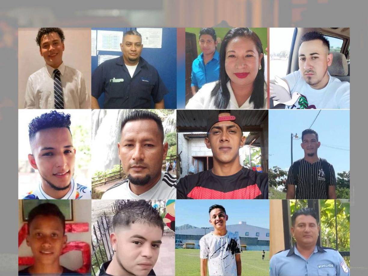 Estos son los rostros que dejó la masacre en la colonia Victoria del sector López Arellano en Choloma Cortés el sábado 24 de junio.