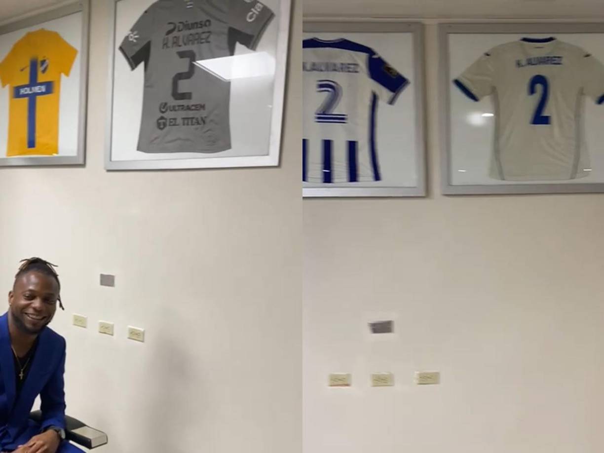 Las camisetas con las que ha jugado Kevin Álvarez a lo largo de su carrera en el fútbol profesional.