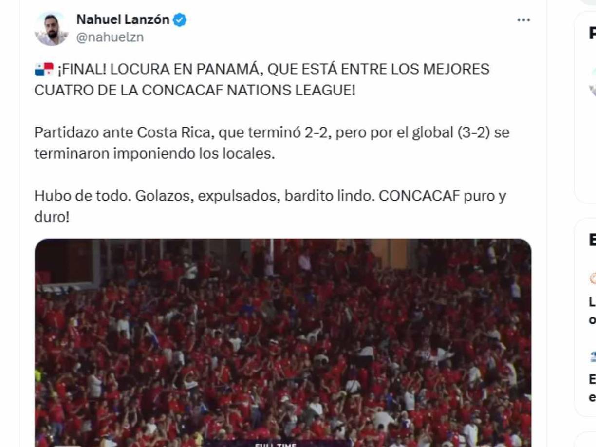 Periodista argentino se mostró emocionado por el juego Panamá vs Costa Rica. 