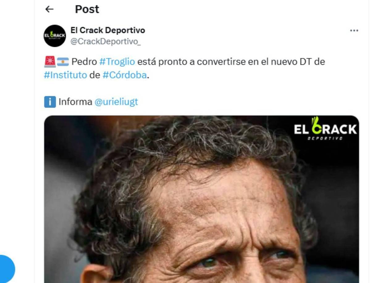 Medios argentinos han informado sobre el futuro de Pedro Troglio . 