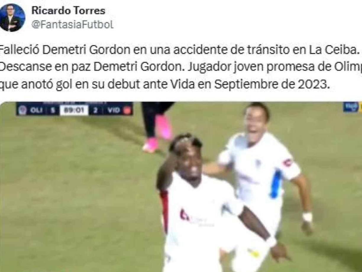 El periodista Ricardo Torres compartió el gol marcó que Demetri Gordon en su debut soñado con Olimpia en 2023.