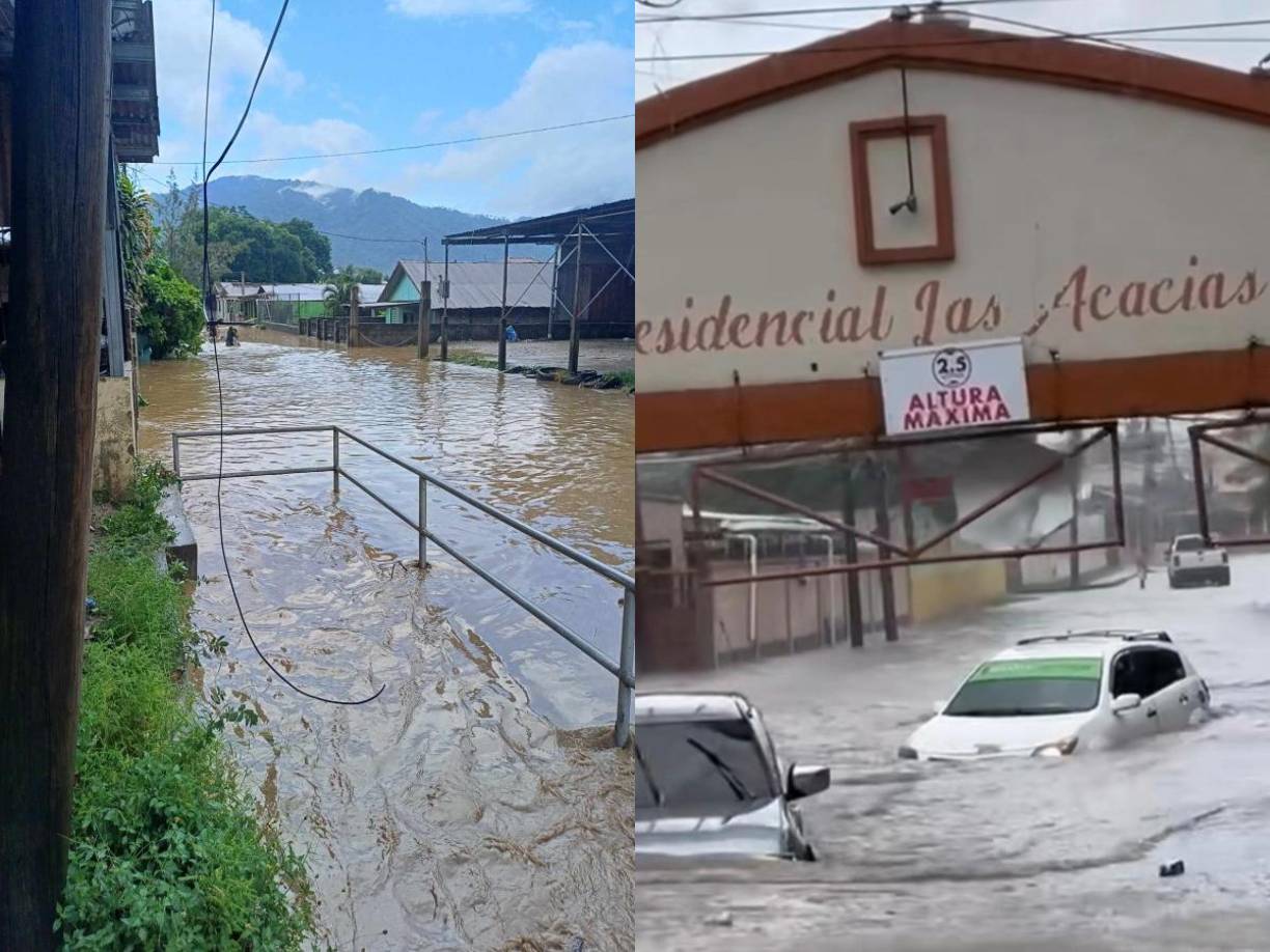 Las calles de El Progreso quedaron intransitables después de una fuerte tormenta de este domingo 11 de agosto.