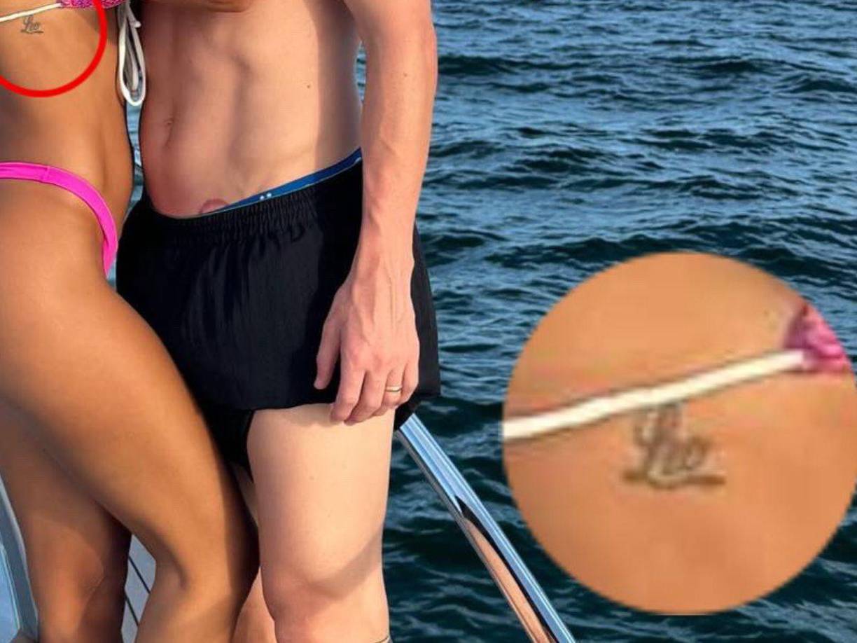 En una de las fotografías compartidas en sus redes sociales, donde se la ve luciendo un bikini, se puede apreciar un delicado tatuaje con el nombre “Leo” a la altura de las costillas.