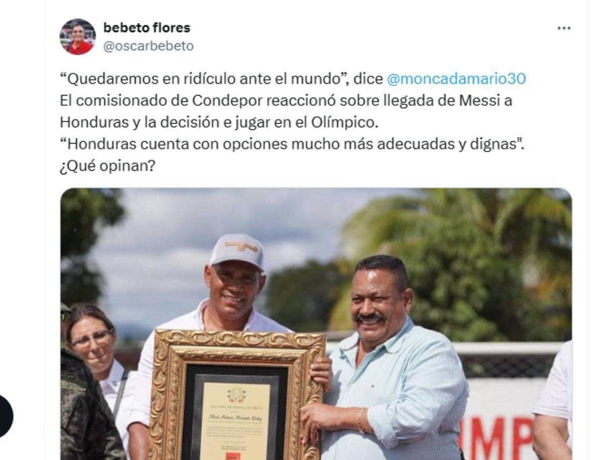 Bebeto Flores compartió las críticas de Mario Moncada sobre el hecho de que el juego se realizará en el Estadio Olímpico.