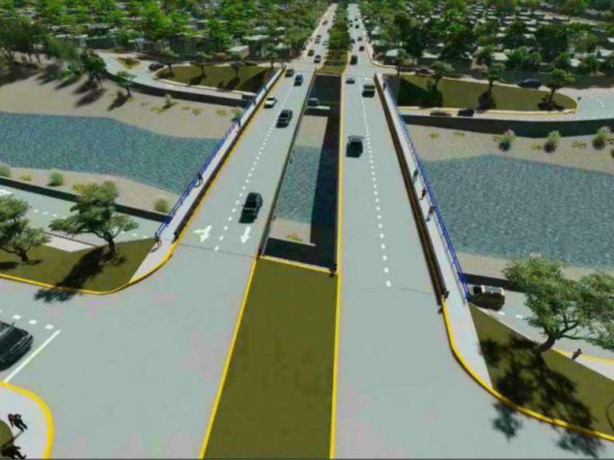 Así se espera que quede el puente que comenzó a contruirse en San Pedro Sula. 