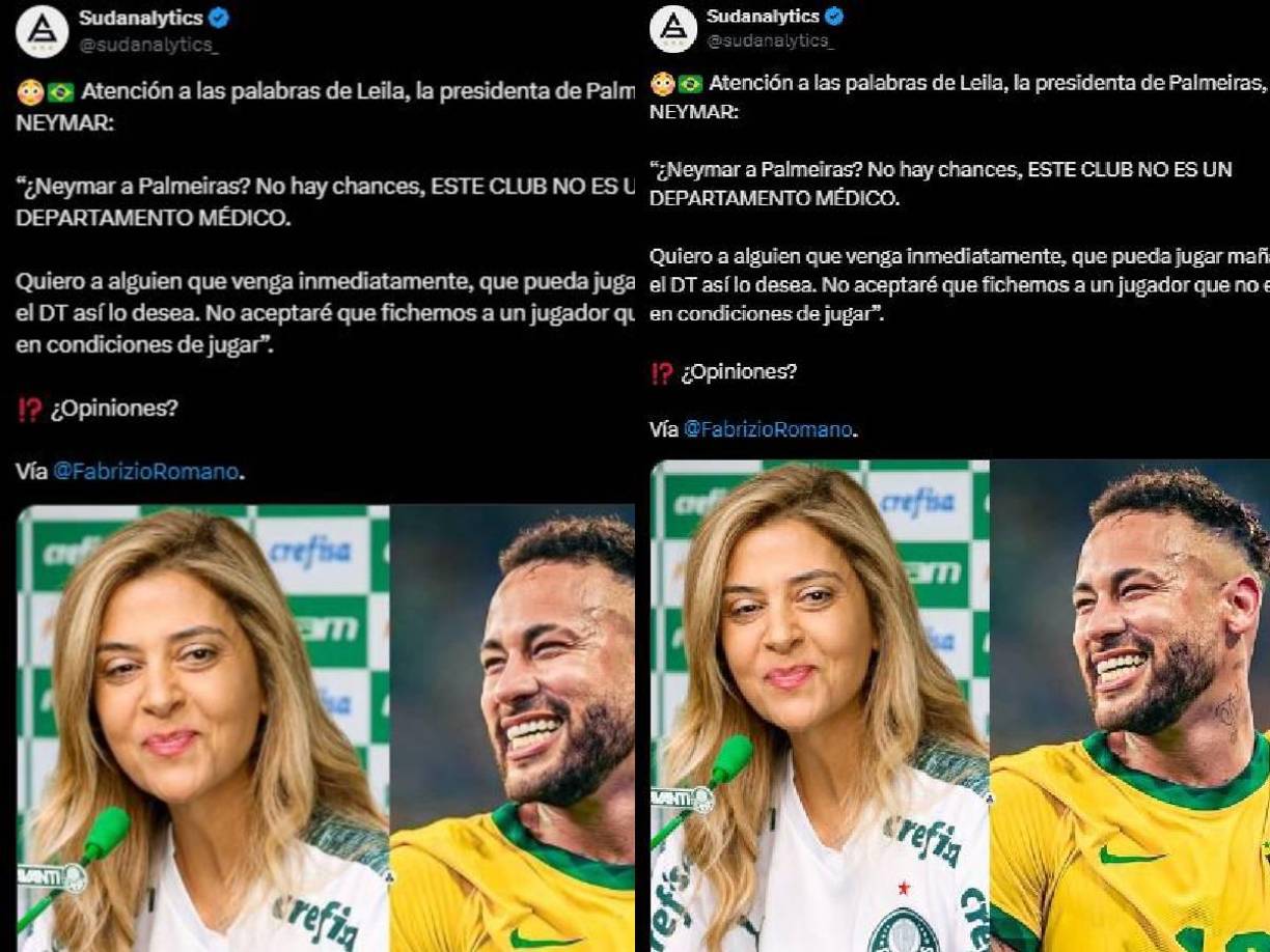 Después de eso, Laila Pereira, presidenta del Palmeiras, fue consultada sobre la posibilidad de contratar a Neymar y fue rotunda con su respuesta.