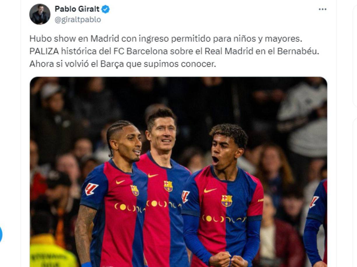 Periodistas de Argentina destacaron como paliza histórica la del Barcelona sobre Real Madrid. 