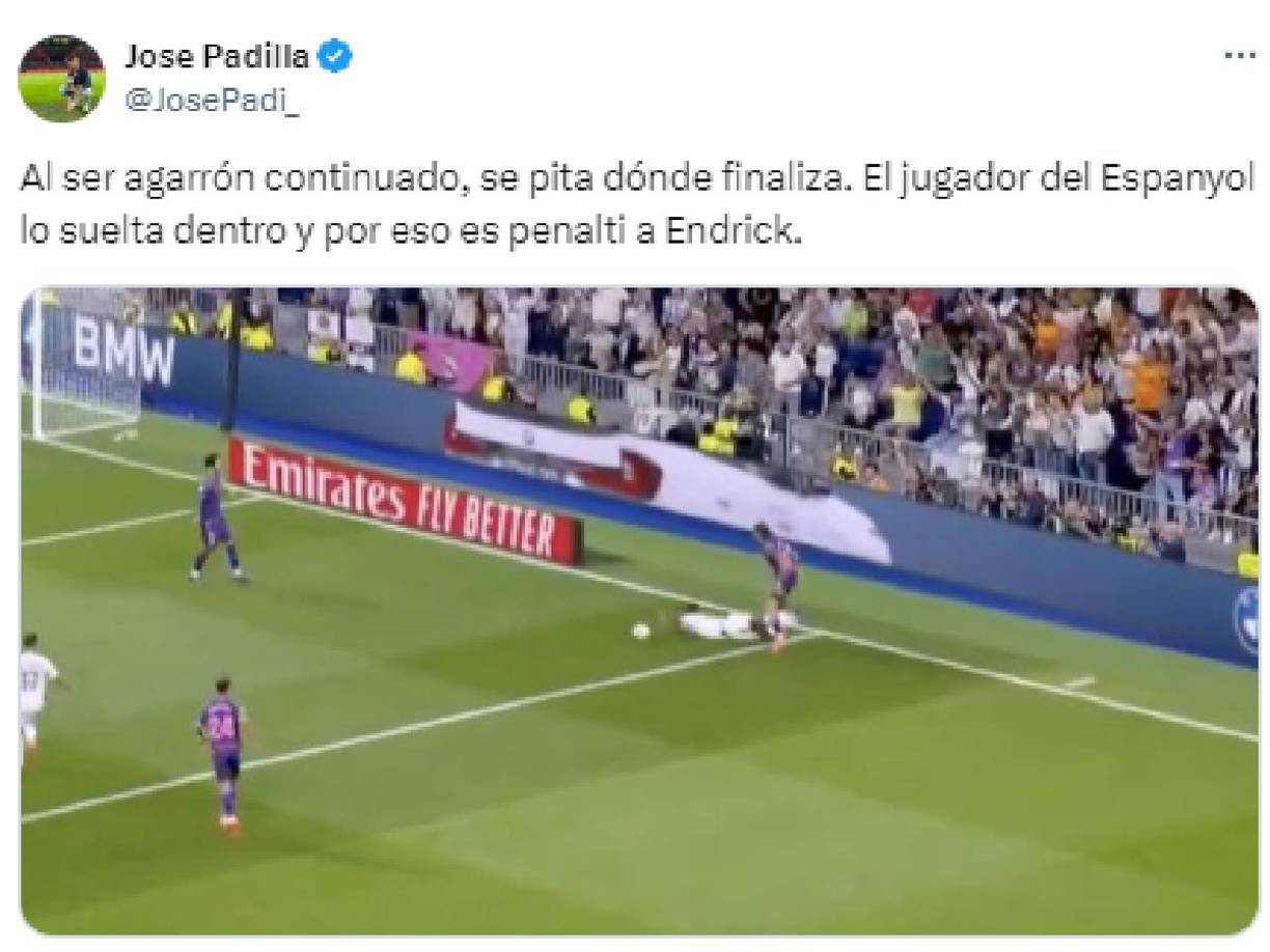 La jugada causó revuelo en las redes sociales, pero el árbitro terminó por sancionar penal a favor del Real Madrid. 