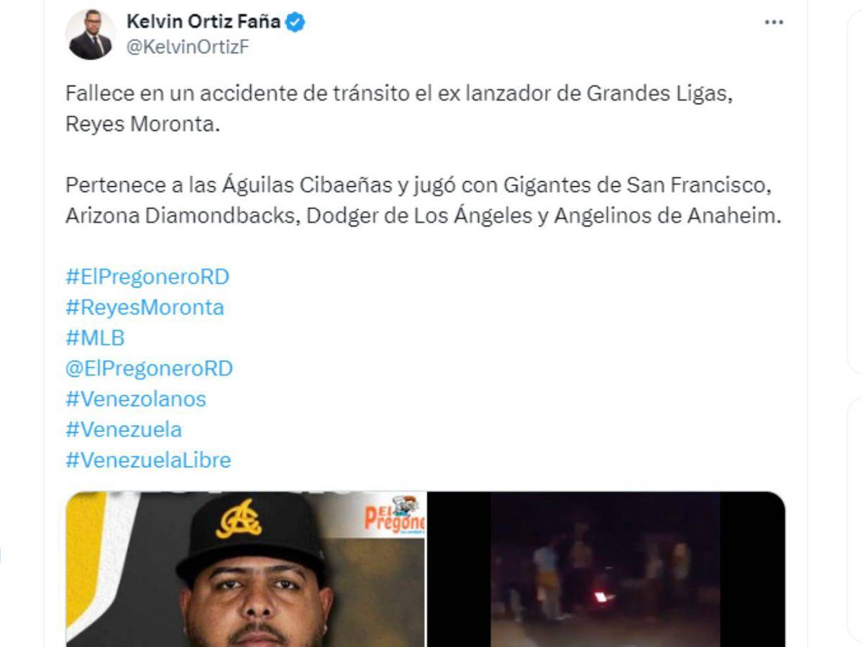 La muerte del beisbolista ha generado mucha conmoción en las redes sociales.