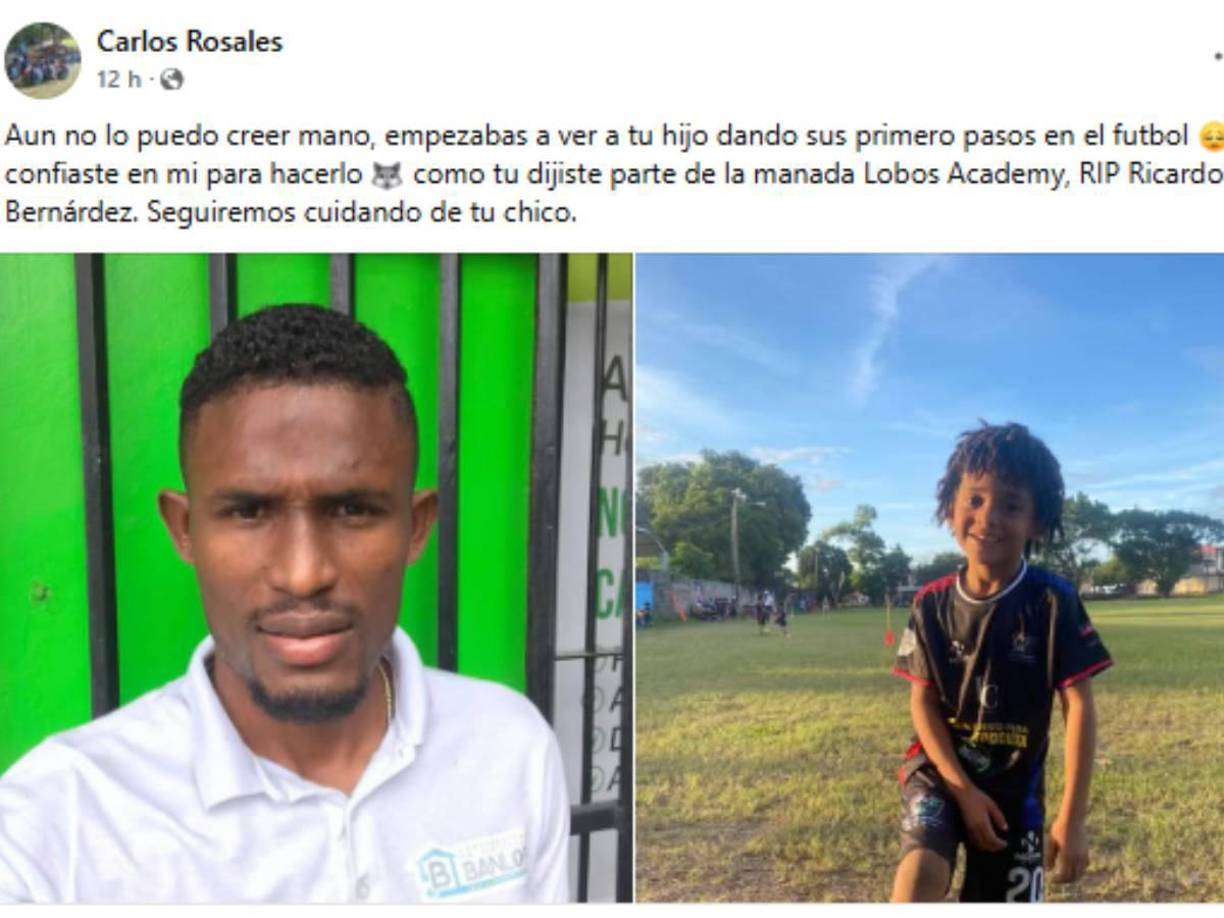 Uno de los mensajes de los amigos de Ricardo donde lamentan su muerte. 