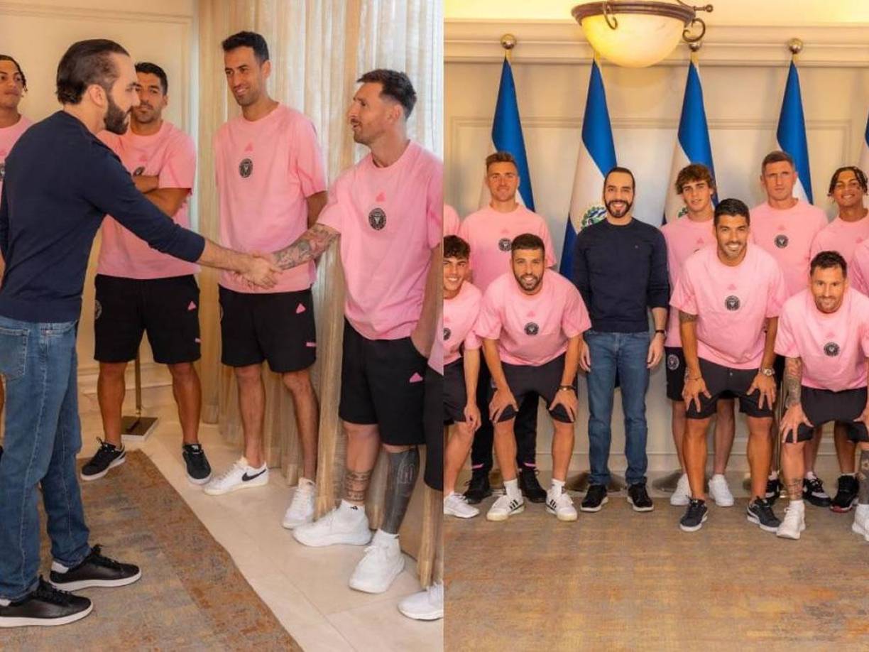 Leo Messi y la plantilla del Inter Miami saludaron a Nayib Bukele, presidente de El Salvador.