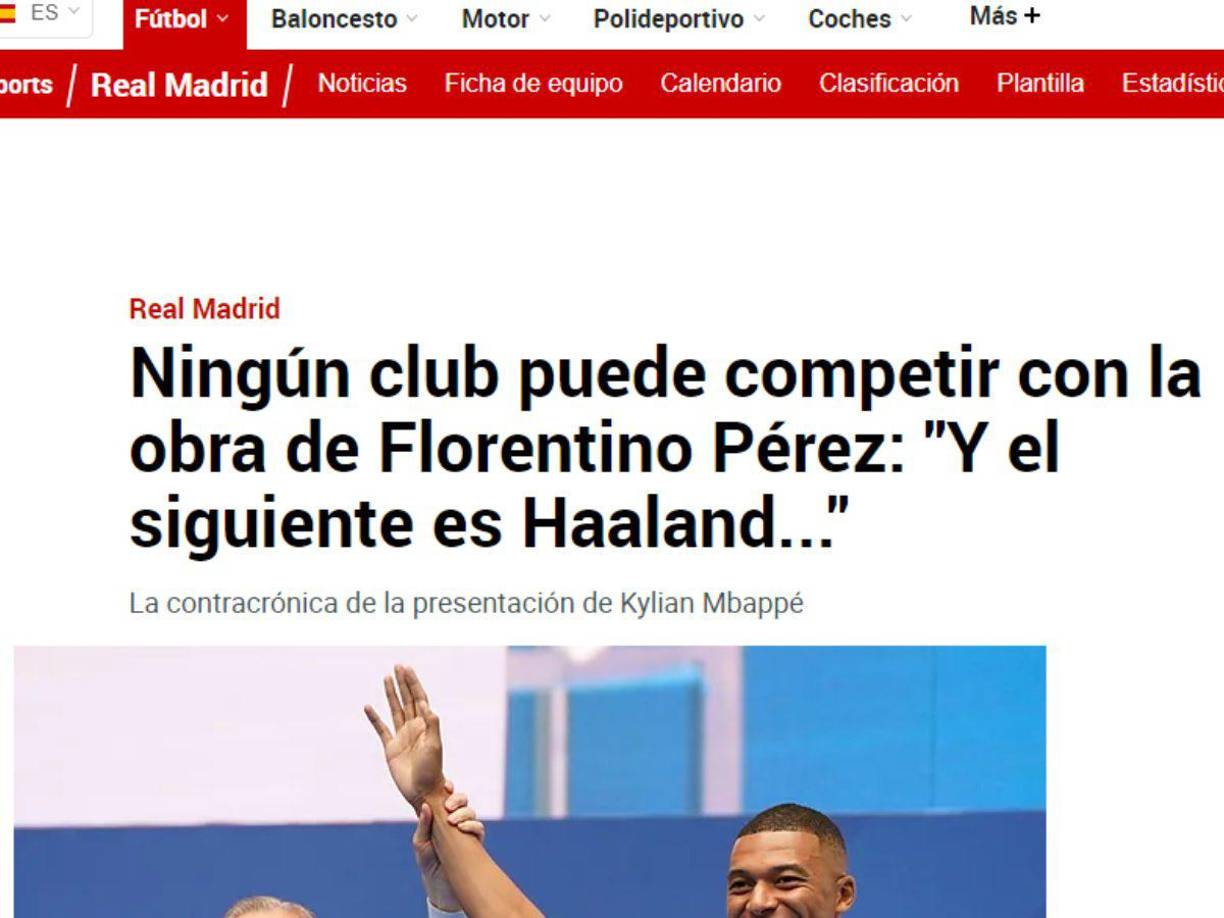Diario Marca señaló que Haaland podría ser el siguiente fichaje bomba tras la llegada de Mbappé al Real Madrid. 
