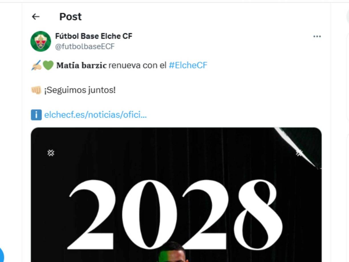 El Elche ha logrado blindar al Matia Barzic hasta 2028. El joven central de origen croata de 20 años estaba en el punto de varios clubes debido a su gran progresión en los últimos meses