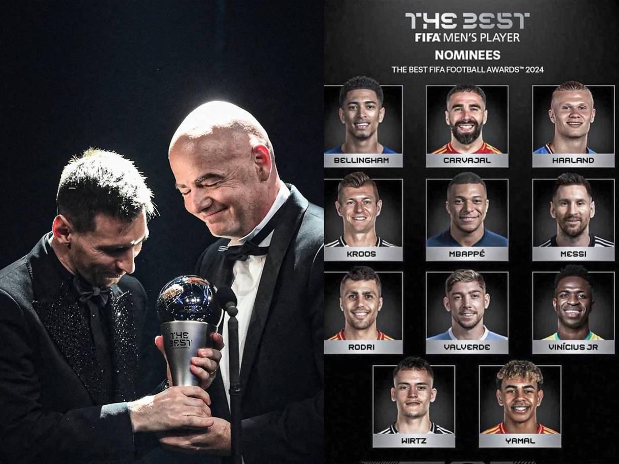 Jude Bellingham, Dani Carvajal, Erling Haaland, Toni Kroos, Kylian Mbappé, Lionel Messi, Rodri, Fede Valverde, Vinicius Júnior, Florian Wirtz y Lamine Yamal, aparecen en la lista de los nominados al mejor del año.