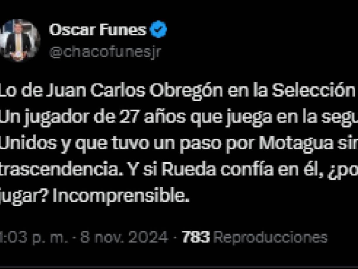 Y señaló el llamado de Juan Carlos Obregón: “Si Rueda confía en él, ¿porque después no lo pone a jugar? Incomprensible.