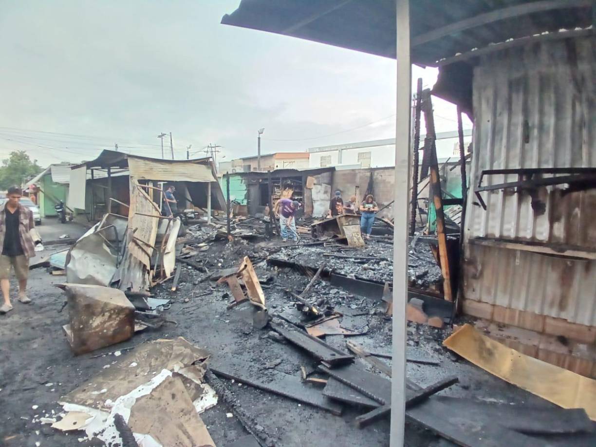 Los Bomberos intentaron mitigar las llamas, pero muy poco pudieron hacer, ya que el fuego se propagó rápidamente porque la mayoría de locales eran de madera. 