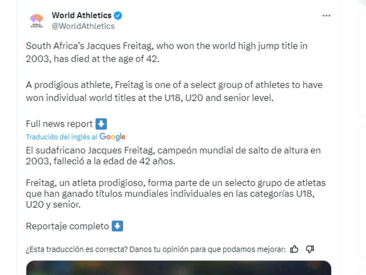 Sigue bajo investigación lo ocurrido con el atleta sudafricano.