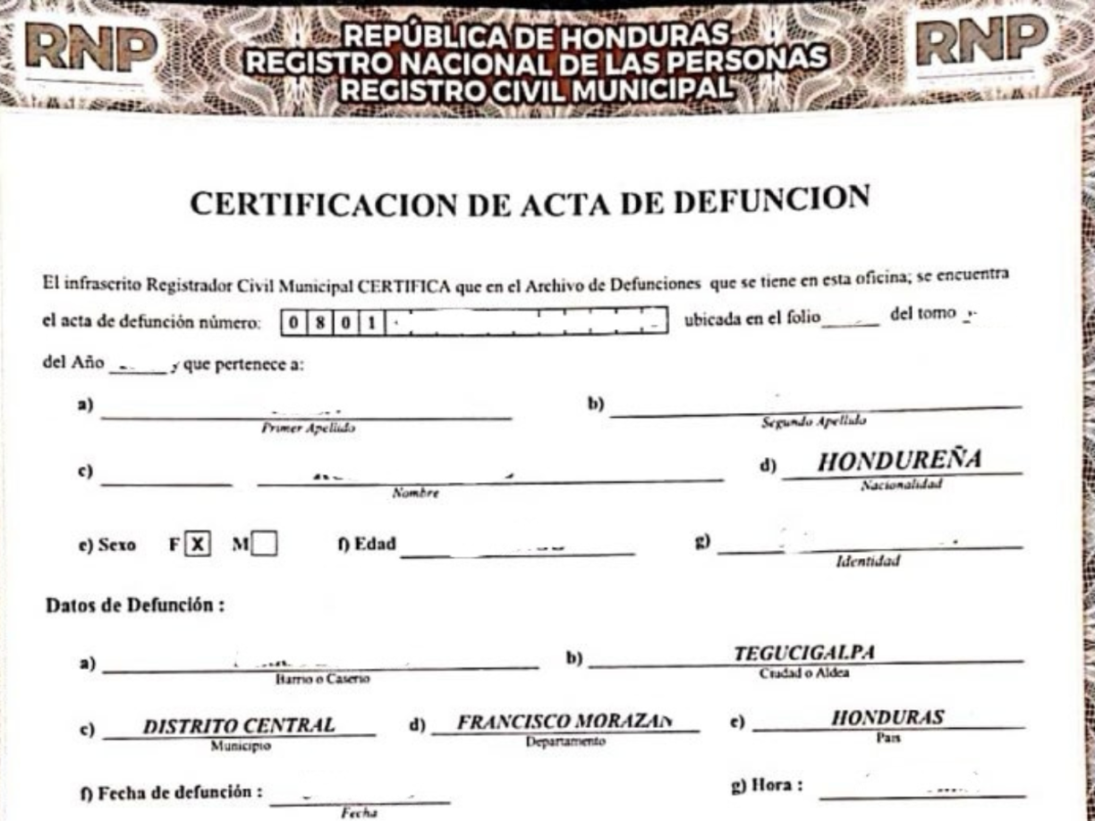 El acta o certificado de defunción es un<b> documento emitido por las autoridades</b> competentes estatales en el que se certifica legalmente el fallecimiento de una persona.