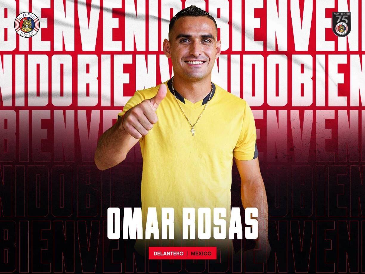 El delantero mexicano Omar Rosas fue anunciado como nuevo jugador del FAS de El Salvador, llega procedente del Real España.