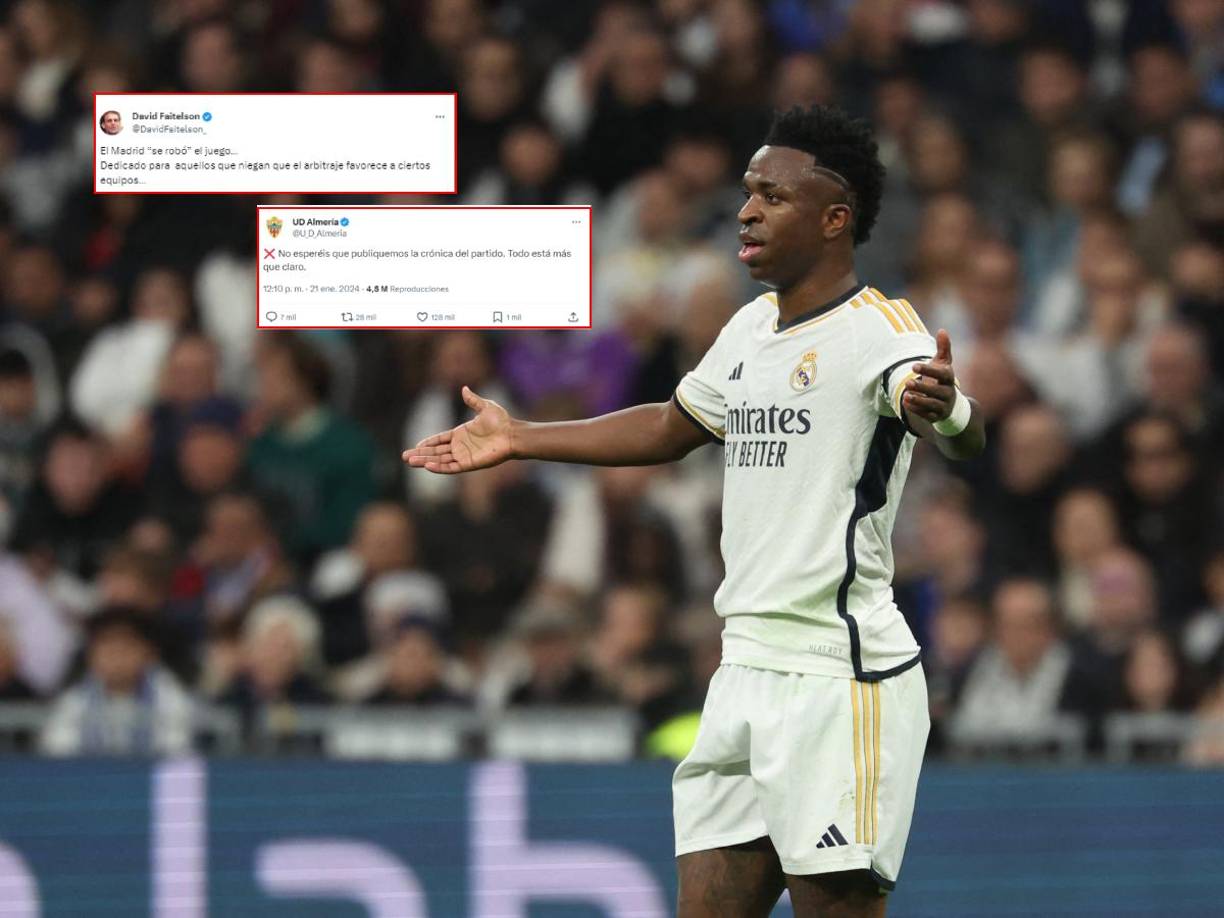 Real Madrid logró una polémica remontada este domingo ante el Almería y la prensa internacional lo tilda como un “robo” y el Almería lanzó un dardo en sus redes sociales.