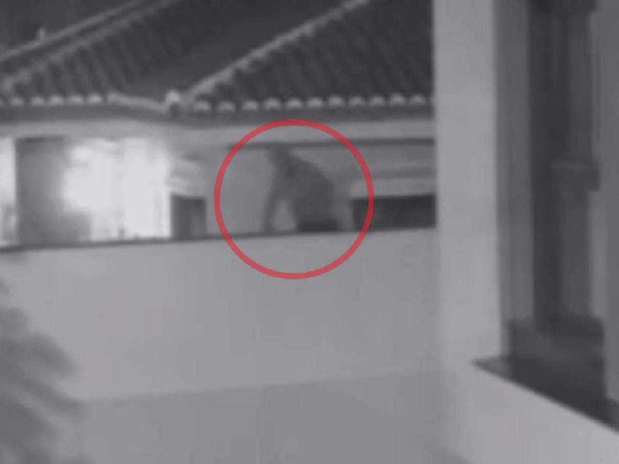 En las cámaras de seguridad que tiene la vivienda se aprecia cómo dos sujetos entran a la misma saltando el muro por la casa de al lado.