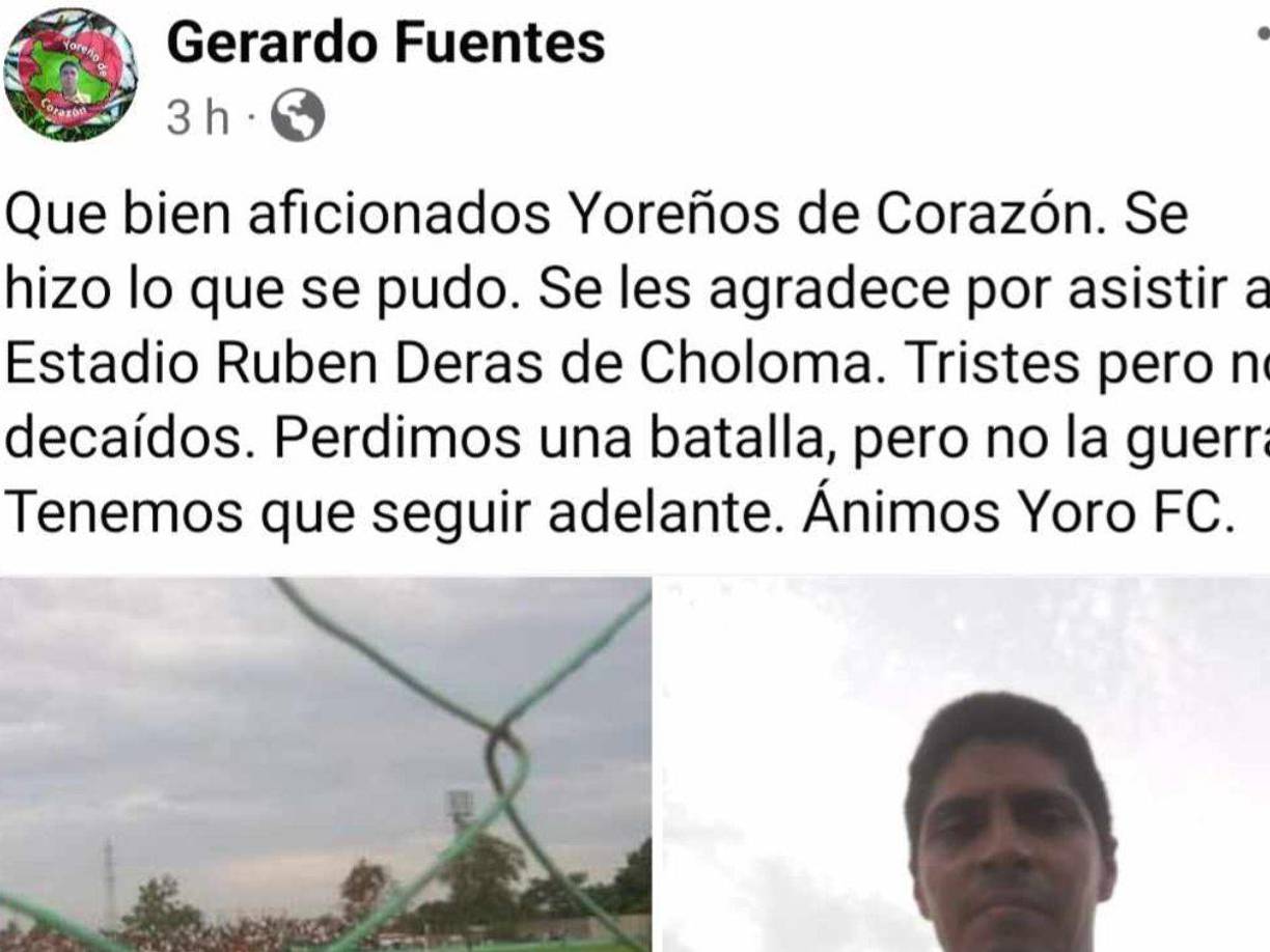 Otros aficionados lamentaron el descenso, pero confían en ver al Yoro FC de regreso en el Ascenso.