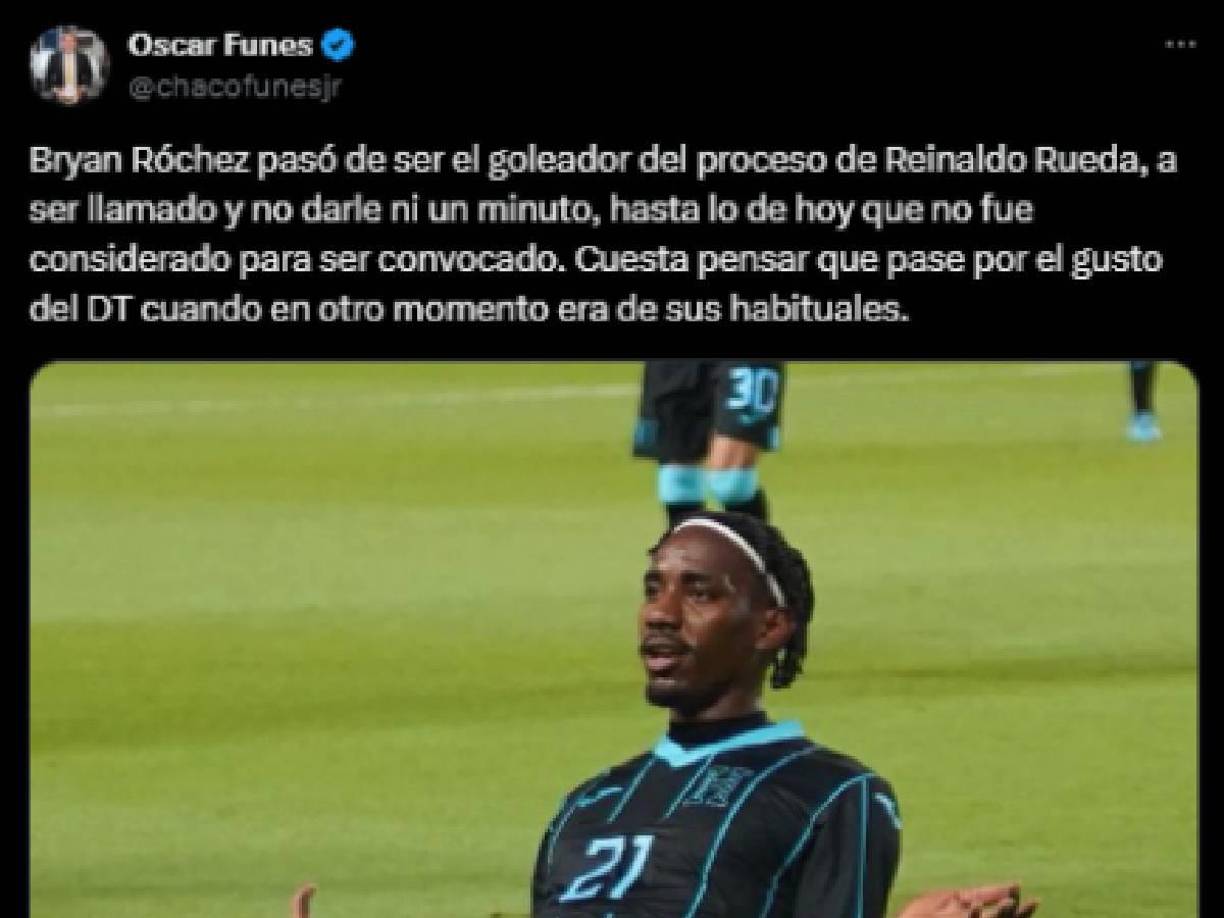 El periodista Oscar Funes sobre la ausencia de Bryan Róchez: “Pasó de ser el goleador del proceso de Reinaldo Rueda, a ser llamado y no darle ni un minuto”