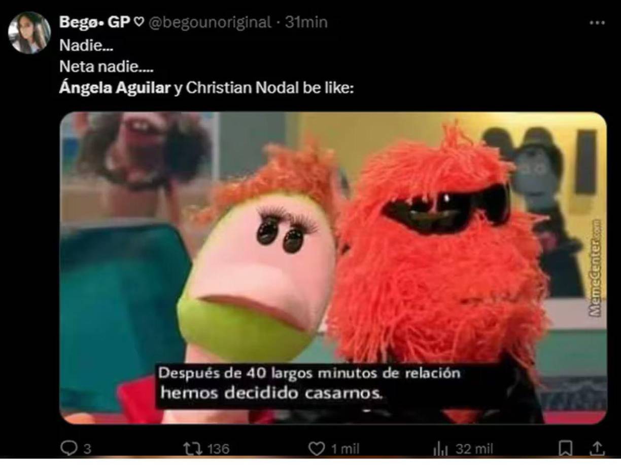 Los memes que dejó la boda de Christian Nodal y Ángela Aguilar