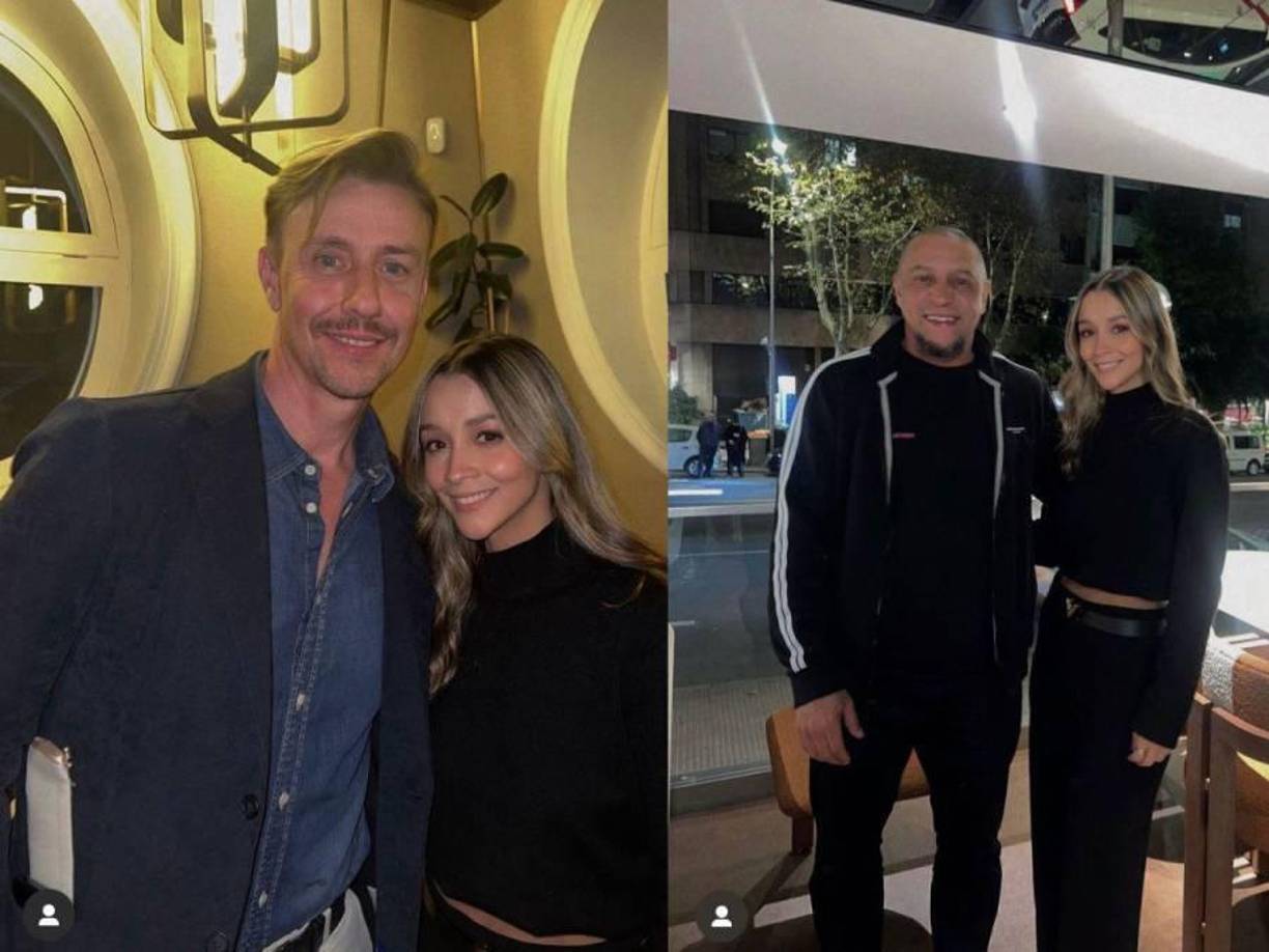 Nuni Joya también tuvo la oportunidad de conocer a Guti y Roberto Carlos, exleyendas del Real Madrid, el club de sus amores.