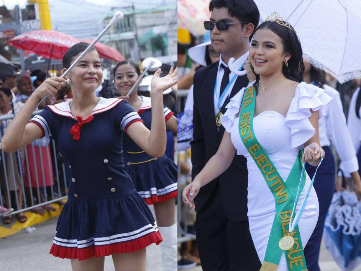Dos de las estudiantes que se han robado suspiros en los desfiles de El Progreso, Yoro.