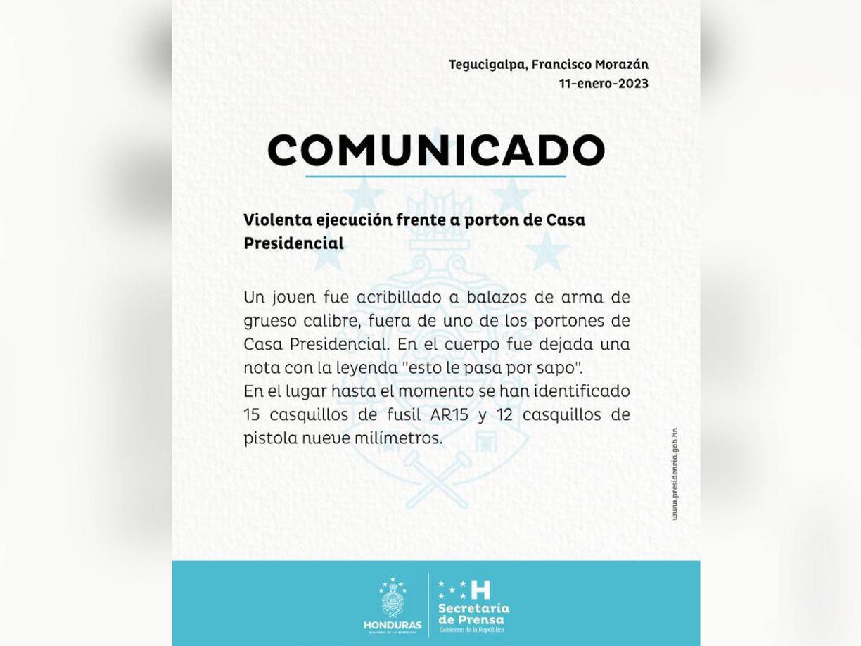 Casa Presidencial emitió este comunicado.