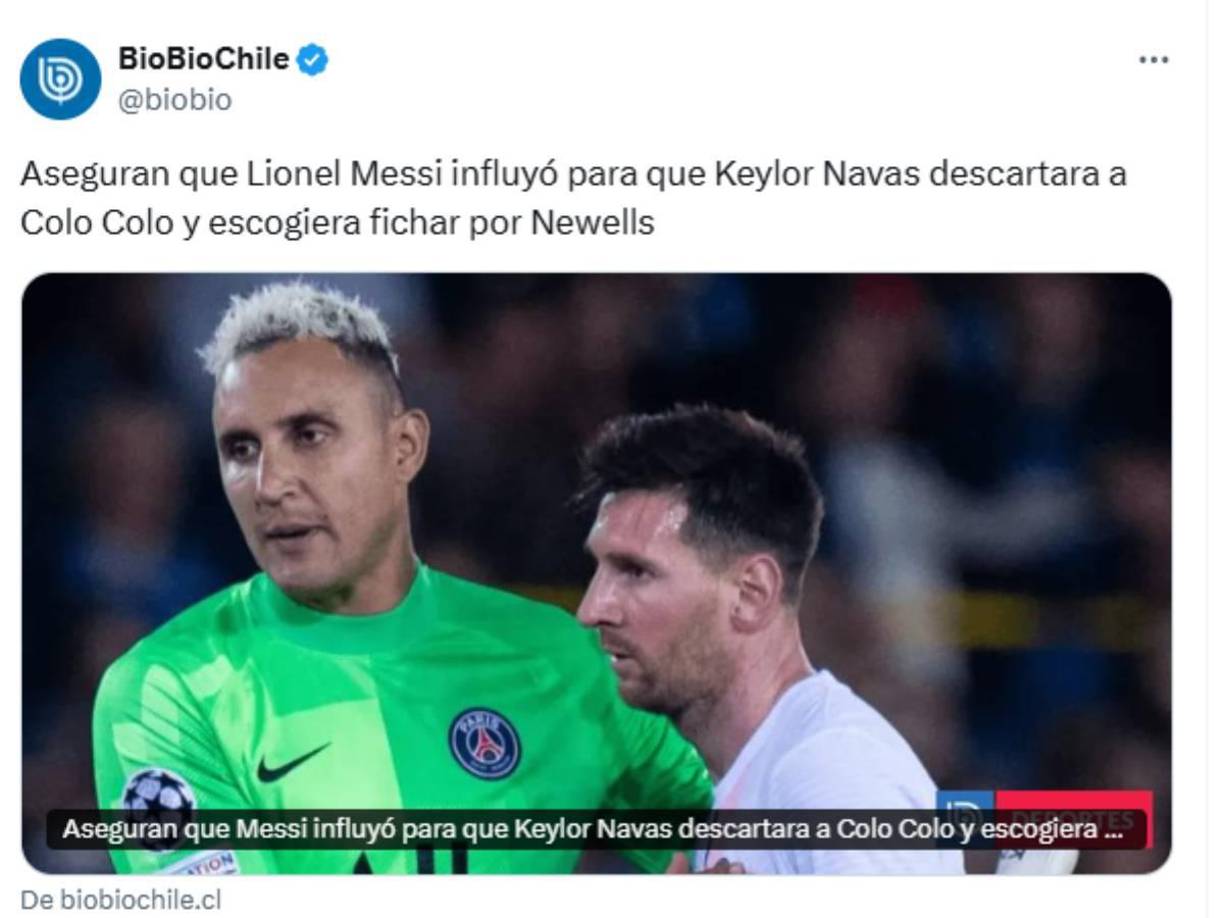 La prensa internacional señala que Messi influyó para que Messi descartara al Colo Colo de Chile.
